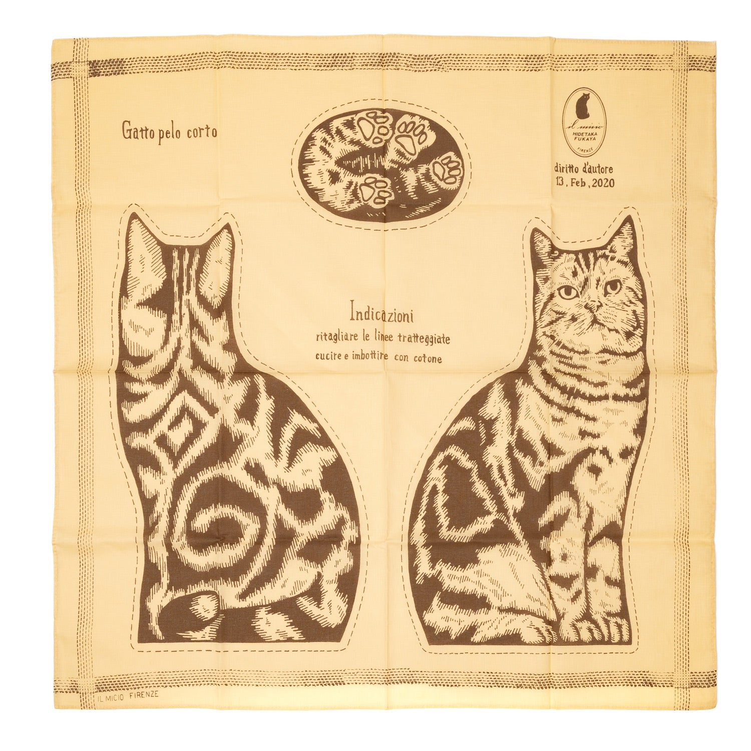 Bandana "Gatto Pelo Corto" made from pure Cotton